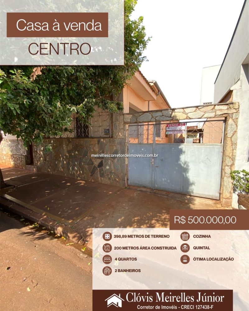 Casa Padrão Centro 4 dormitorios 2 banheiros 4 vagas na garagem